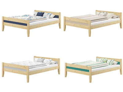 Lit en bois massif lit double pin 160x200 avec coussin de couleur au choix V-60.52-16oR - Photo 1/2