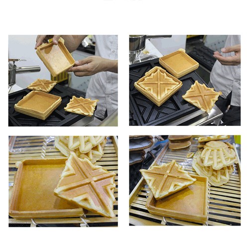Cialda Elettrica Antiaderente Commerciale 4PCS Quadrata Waffle Baker Macchina 1500W - Foto 11 di 18