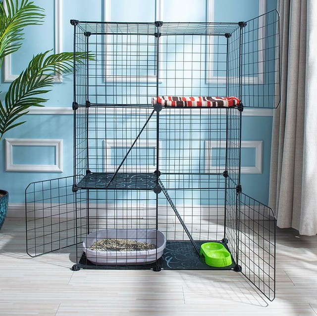 Indoor/Outdoor Large Folding Collapsible Pet Wire Cage For Cat Play