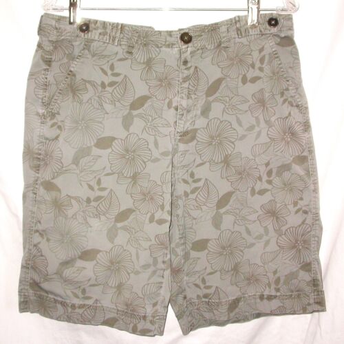 Kim Rogers Women's Bermuda Shorts Size 12 Green Leaves Print Cotton & Spandex