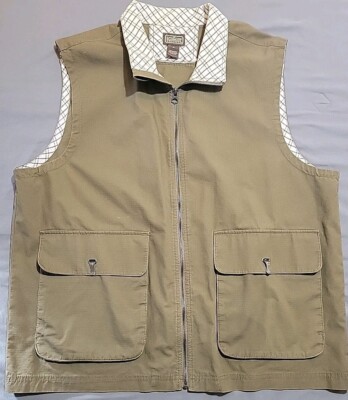C.E. Schmidt Utility Vest XL Brown Canvas Workwear Cotton Zip Up Pockets RipStop