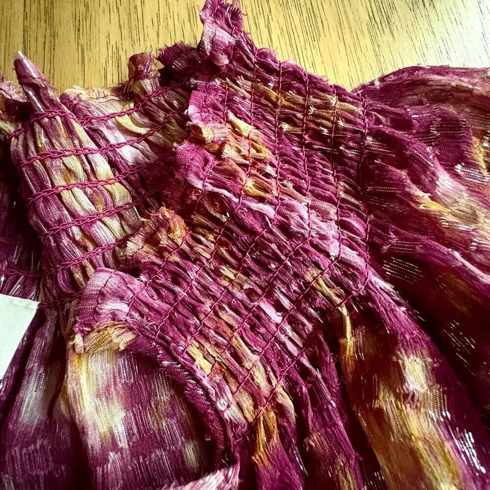 Blusa Boho 7 PARA TODA LA HUMANIDAD Seda e Hilo Metálico Manga Larga Transparente PEQUEÑA Foto 4 de 4