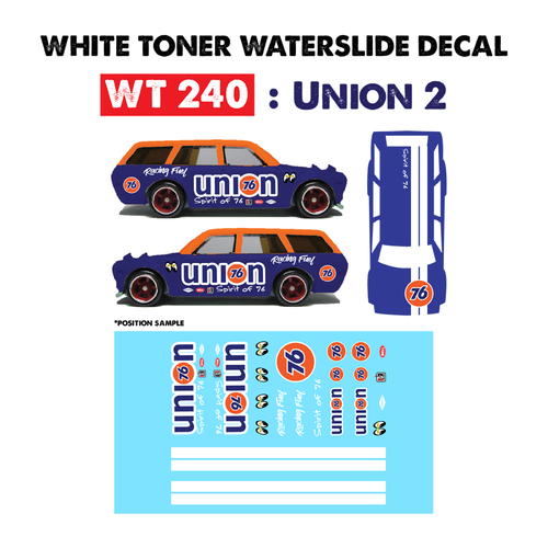 WT240 Toner Bianco Waterslide Decalcomanie UNION_2 per Hot Wheels Personalizzate 1:64 - Foto 1 di 6
