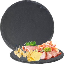 Plat Rond En Ardoise Noire Imperméable Pour Présentation Horeca Élégant