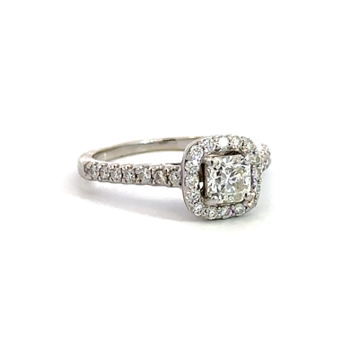 HELZBERG 14K White Gold AGS Certified Diamond Engagement Ring Size