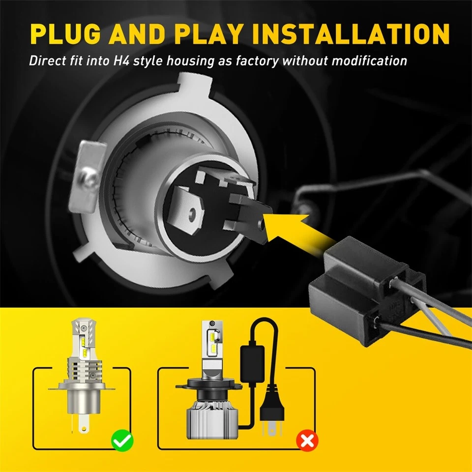 H4 9003 HB2 LED Faro Moto Bombilla HID haz alto/bajo súper brillante 1-10 Juego Foto 3 de 4