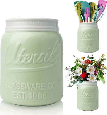 Comfify Wide Mouth Mason Jar Utensil Holder Green | 