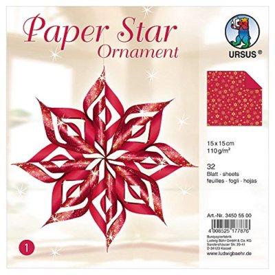 URSUS Designsterne Paper Stars rot Ornament Weihnachtsstern Bastelset Papier