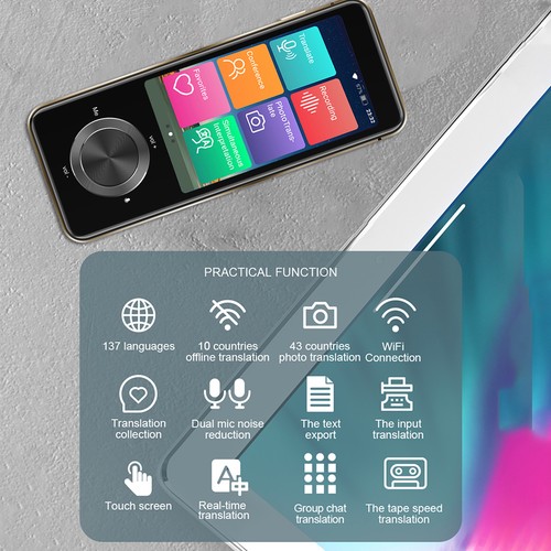 BISOFICE Language Translator Device Portable Voice Interpreter in Real-time D8K7 - Afbeelding 2 van 12