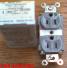 Pass & Seymour P&S 8200-GRY 15 Amp 125 Volt 5-15R HOSPITAL RECEPTACLE GRAY grey