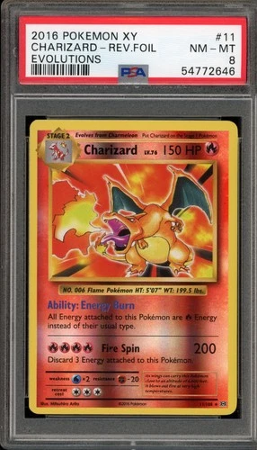 Pokemon Charizard XY Evolutions Reverse Holo Rare #11 PSA 8