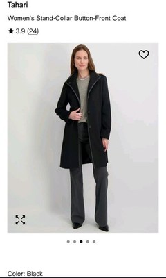Tahari Women's Aubrey Wool Blend Coat M Medium New Black Macys