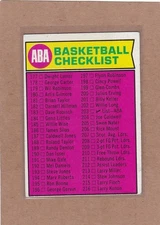 1974-75 TOPPS BASKETBALL ABA CHECKLIST #203 UNMARKED VGEX/EX *A43153