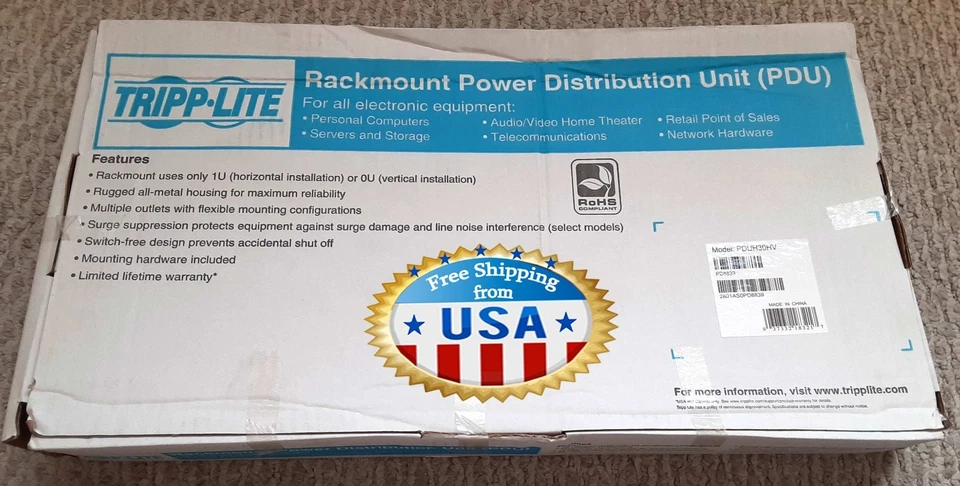 Tripp-Lite PDUH30HV Basic 5/5.8kW 208/240VAC x 10 C13 1U Power Distribution Unit - Image 3 of 4