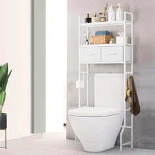 ETELI Over The Toilet Storage Cabinet with Fabric Drawers 3-Tier Over Toilet ...