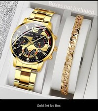 Mens Stainless Steel Watch Quartz Luminous Date 3ATM Waterproof