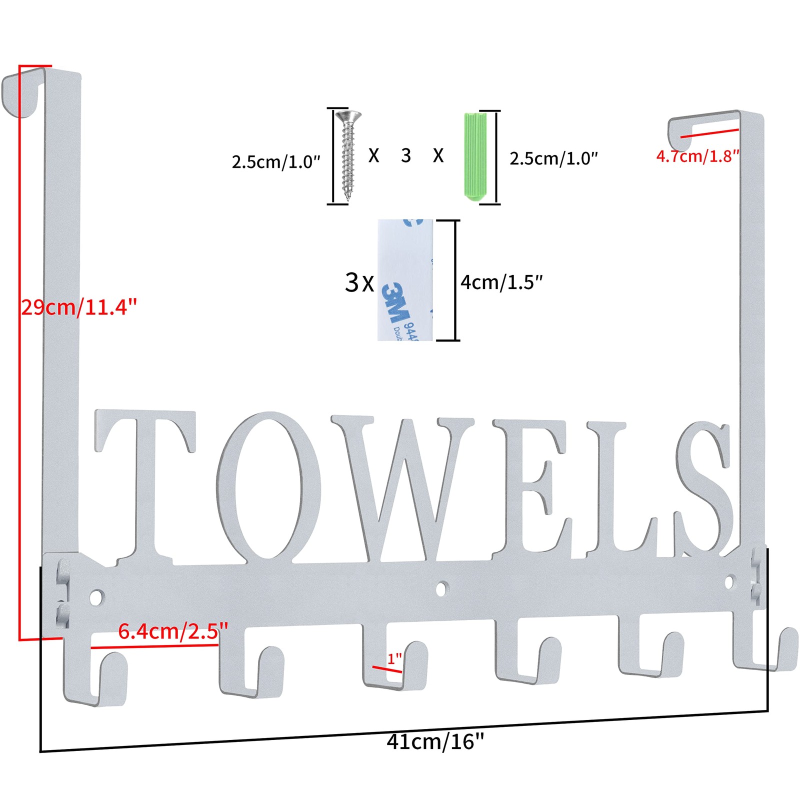 Over The Door Hooks, Towel Rack for Bathroom, Door Mount Towel Hooks Bath Tow...