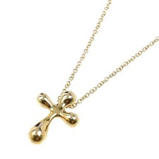 Tiffany  Co. Small Cross Pendant Necklace 18K Yellow Gold 750