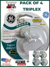 NEW GE PACK OF 4 STANDARD TRIPLEX PHONE LINE ADPTOR (3 IN PLUG) OVERSTOCK
