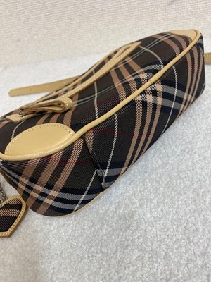 Burberry Blue Label Beige Nova Check Heart Charm Shoulder Bag Y2K