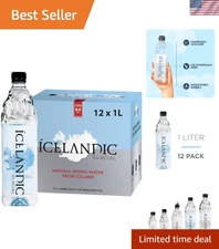 Icelandic Glacial Natural Spring Alkaline Water, 33.81 Fl Oz (Pack of 12), 405.6