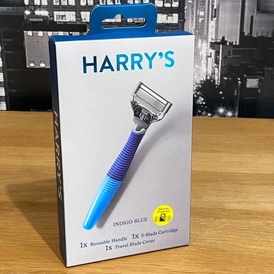 HARRYS Harry's Men's Razor Indigo Blue Reusable Handle Blade Cartridge 100% Original