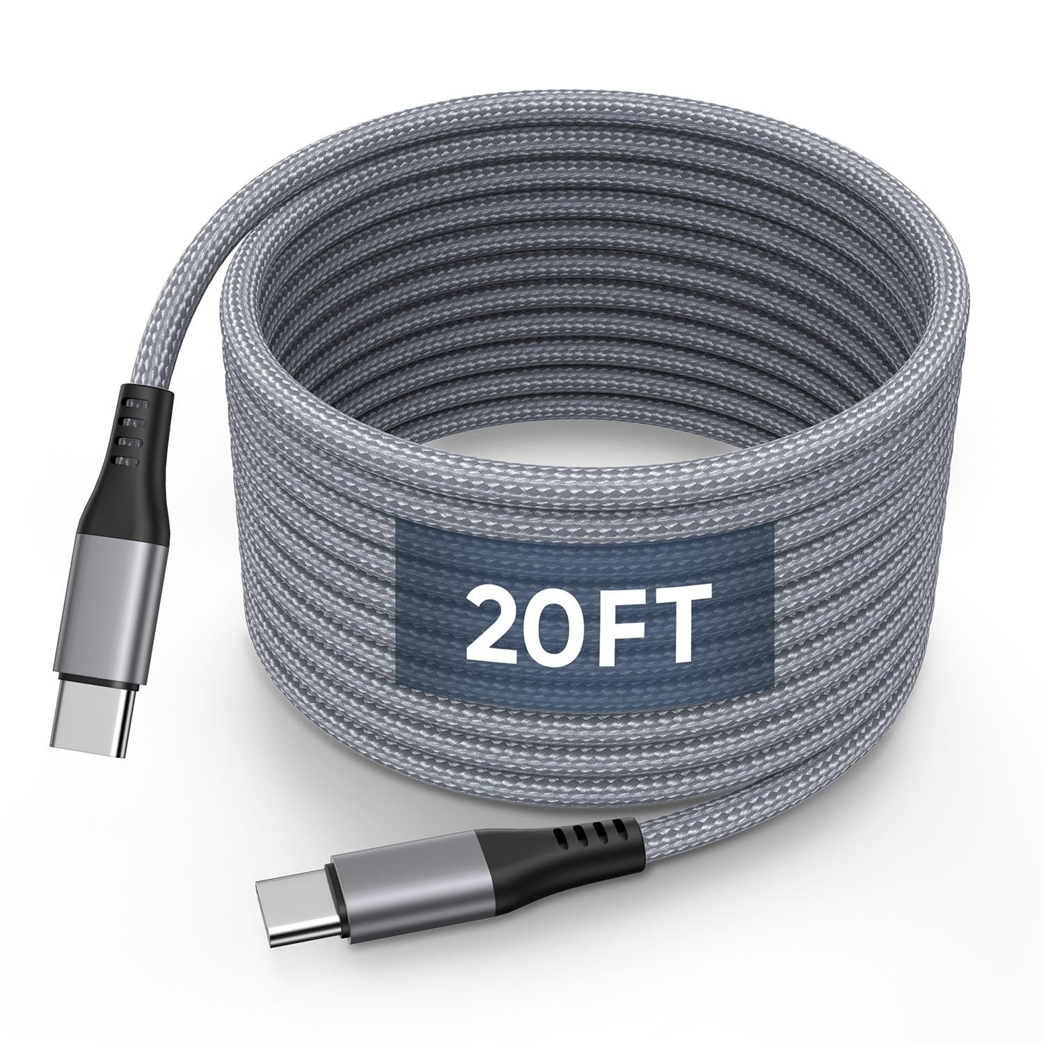 20FT USB C Fast Charging Cable 60W Nylon Braided Durable Long-image