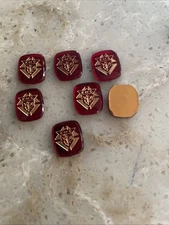 Knights Of Columbus Stone w/ logo - 16x14mm Ruby color stone, gold logo 6 Stones