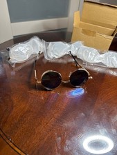 Gold Frame Oval Steampunk Sunglasses Spring Arms/Black Temple Men/Women 46-70