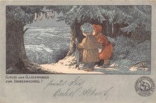 B190 New Year Greetings 1905 Children Hoffmann s Staerkefabriken Advert postcard