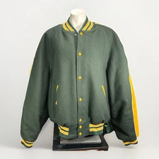 Holloway XXL Original College Varsity Jacket Green Yellow Green Bay Wool