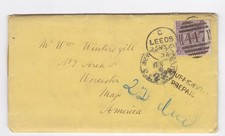 1868 QV 6d LILAC STAMP ON COVER TO USA INSUFFICIENTLY PREPAID NEW YORK US NOTES