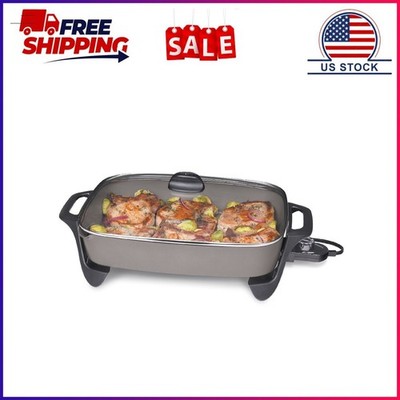Presto 16'' Ceramic Electric Skillet with Glass Cover, Silver 06860