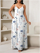 Lady Flowers Print Women Maxi Dresses Women Lady Boho Backless Dress Sz S M L XL