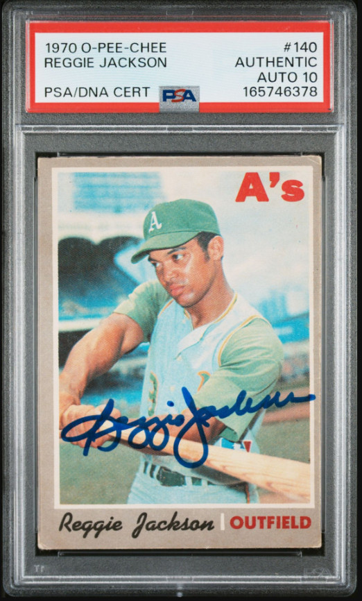 1970 O-Pee-Chee Reggie Jackson Signed Baseball Card Certified PSA/DNA Auto 10