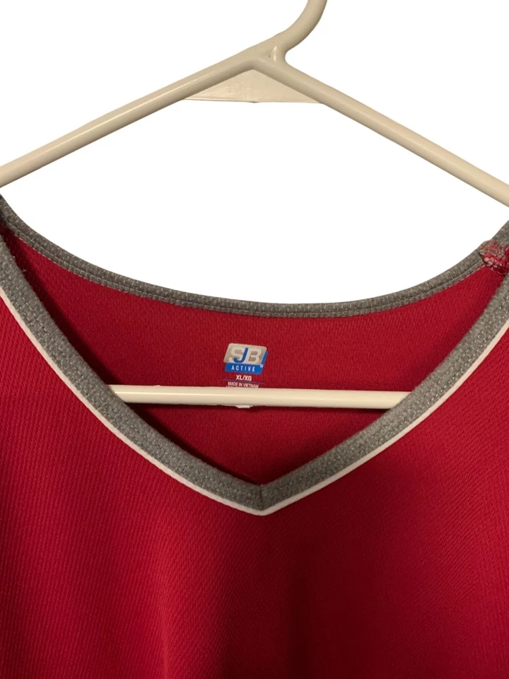 SJB Active Womens Size XL Long Sleeve Pull Over VNeck Long Sleeve Shirt Pink Gra - Image 2 of 3