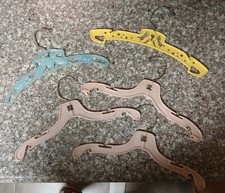 VINTAGE Lot of 5 - Baby Child Clothes Hangers - Pink Blue Yellow - Swivel