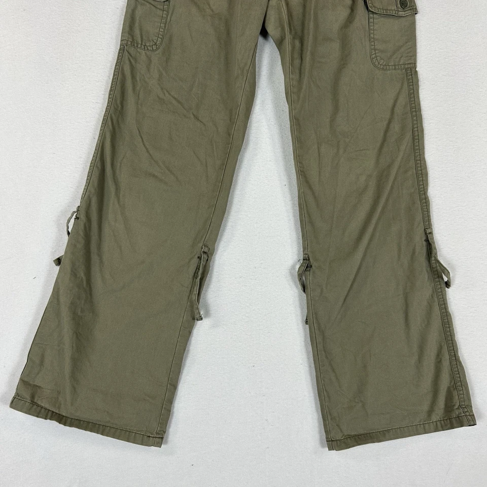 Vintage Y2k GAP Wide Leg Cargo Utility Pants Girls 16 Green Casual Chino Belted - Image 4 of 4