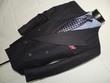 Yve Saint Laurent YSL Men's Vintage DoublE Breasted Blue Stripe Jacket Coat 40 R
