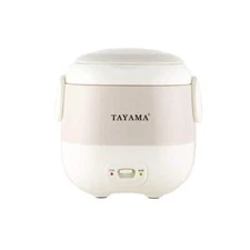 Tayama Mini Rice Cooker Portable White Cool-Touch Exterior Removable Lid 3-Cup