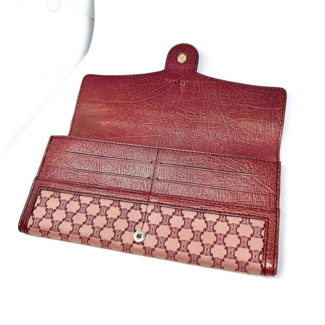 CELINE Wallet Macadam Bordeaux Canvas Vintage All-over Pattern