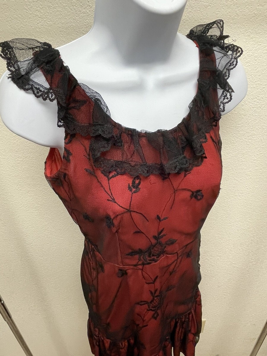 Jill Stuart Red & Floral Embroidered Lace Sleeveless Ruffled Mini Dress Jill Stuart Red & Floral Embroidered Lace Sleeveless Ruffled Mini Dress