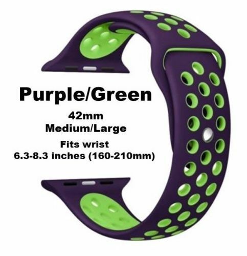 Purple/Green Sports Silicone Band Strap for Apple Watch 4/3/2/1 42MM Nike + | eBay