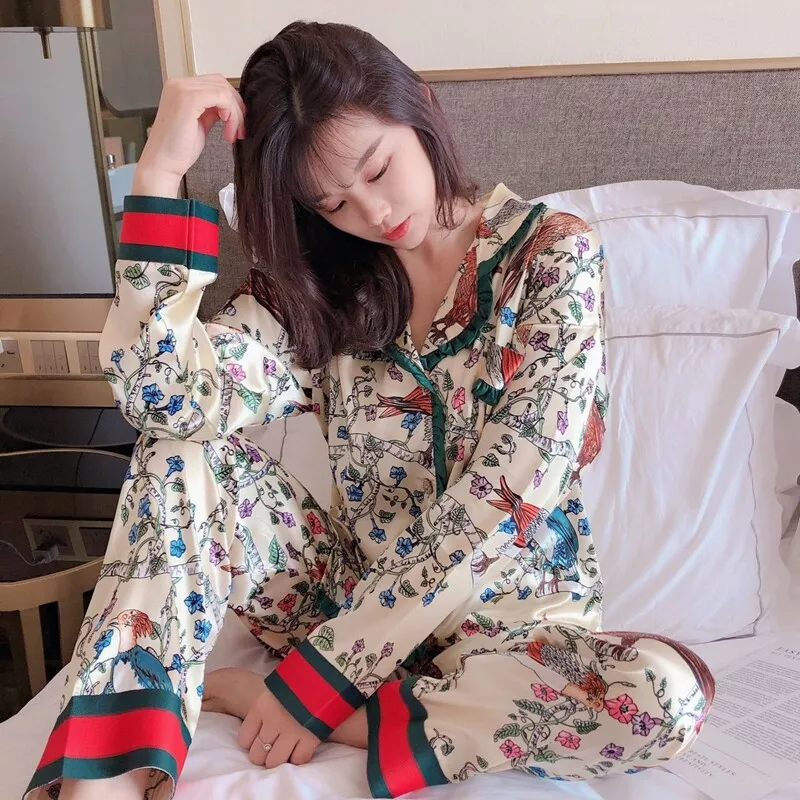 Women's Sexy Silk Satin Ruffled Pajamas Sets Cami Shorts Sets Sleepwear  Homewear