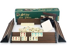 Star Holz Optik Rummy Set OKEY mit Melamin Steine Plastik OKEY TAKIMI