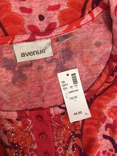 Avenue 14/16 or XL Top NWT $44 Floral Paisley Tunic Soft Henley Blouse 3/4 Slv - Picture 7 of 7