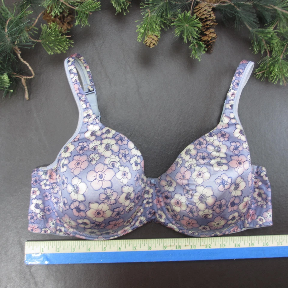 Sujetador Playtex 42D Púrpura Floral Acolchado Con Aros Cierre Ajustable Espalda Foto 2 de 4