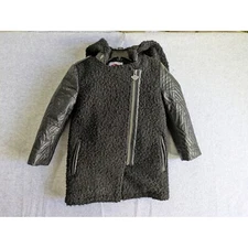 Appaman Fur Coat Jacket Kids 2T Black Hooded Full Zip Puffer Winter Warm
