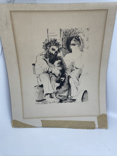 Pablo PICASSO 1936 -Scene De Famille -Antique  Print Rare 9” X11” Unframed - Picture 5 of 6