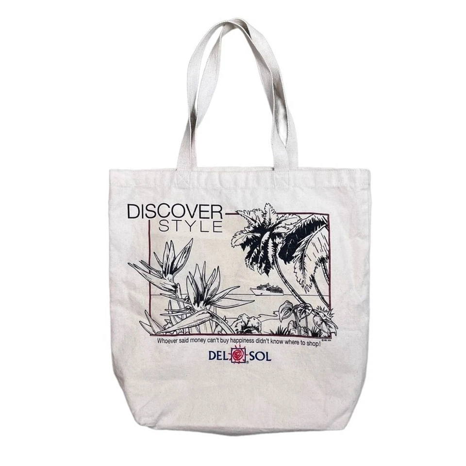 Tote Bag DEL SOL Discover Style Tropical Screen Print Canvas Bag Foto 3 de 4